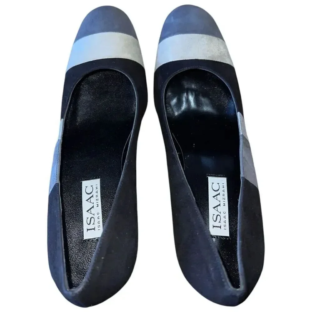 Isaac Mizrahi - Pam - Black/Grey Suede Round Toe Pump Womens Sz 10M GREAT CONDIT